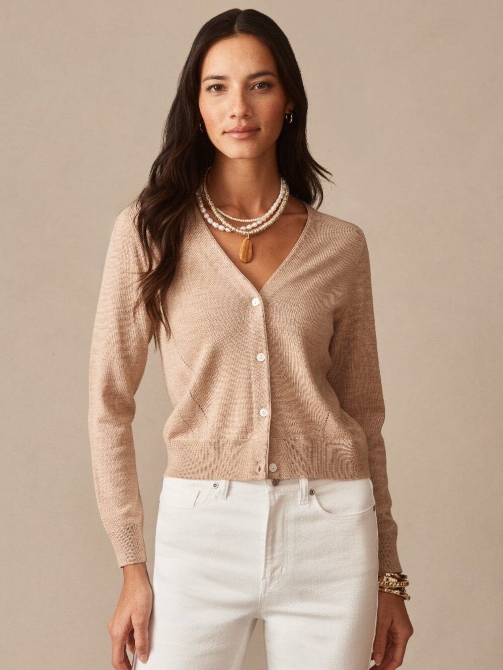 J McLaughlin Olivette Cardigan - Heather Beach Sand NEW